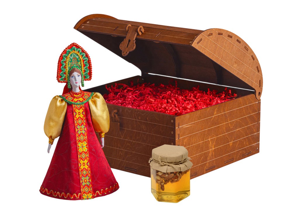 Подарочный набор: кукла фарфоровая, мёд с гецким орехом (29517)