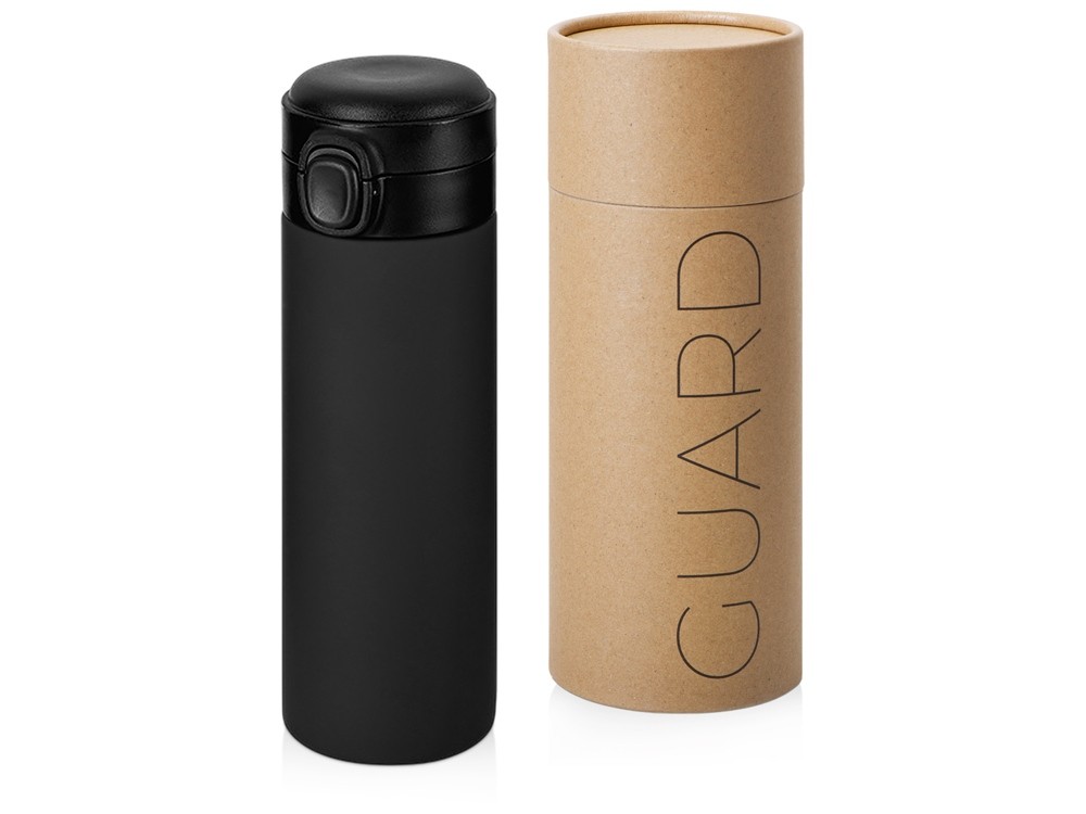 Вакуумная термокружка c кнопкой «Guard», soft-touch, 400 мл, тубус (29933)