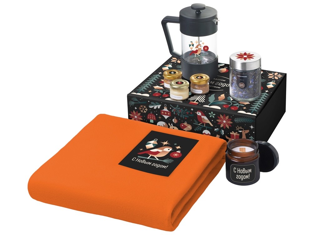 Подарочный набор «Re:Moments» с пледом, френчпрессом и медом (30239)