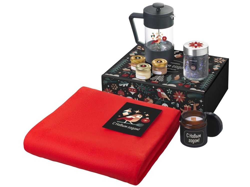 Подарочный набор «Re:Moments» с пледом, френчпрессом и медом (30241)