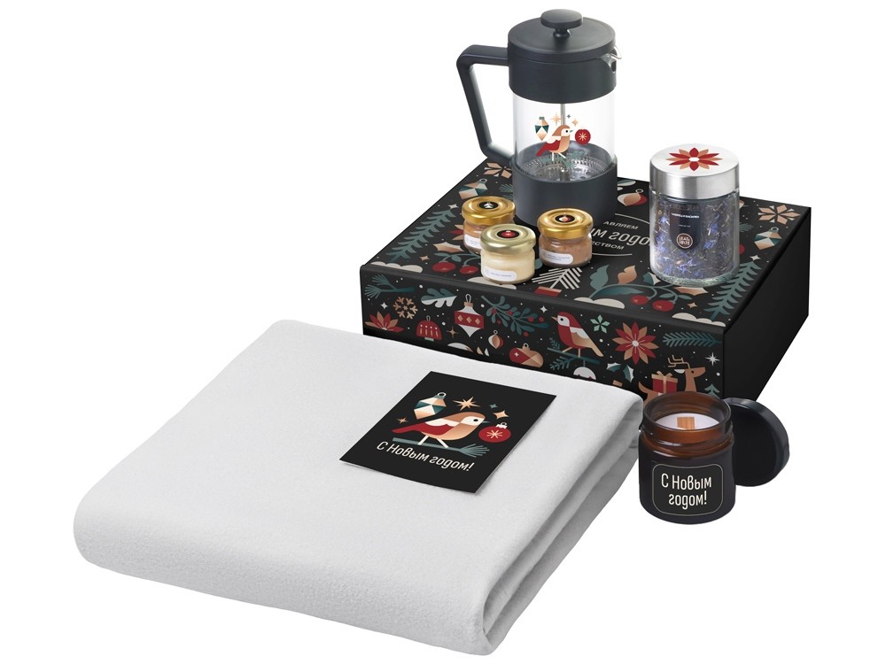 Подарочный набор «Re:Moments» с пледом, френчпрессом и медом (30242)