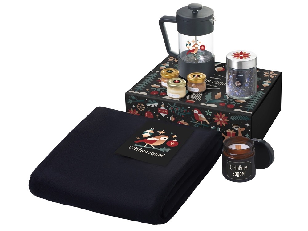 Подарочный набор «Re:Moments» с пледом, френчпрессом и медом (30243)