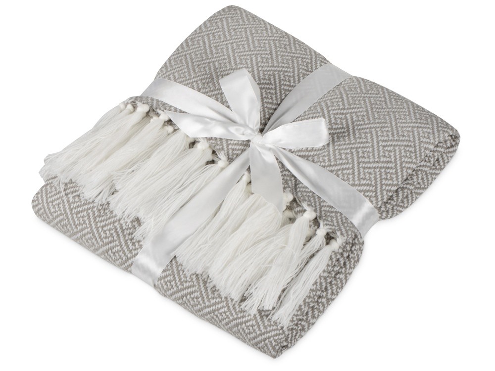 Плед акриловый с белой бахромой «Tassel» (31077)