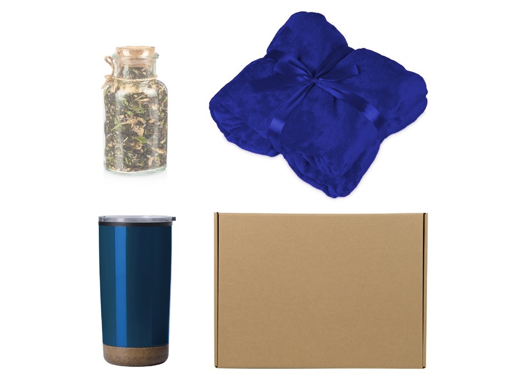 Подарочный набор с пледом, термокружкой и чаем (31682)