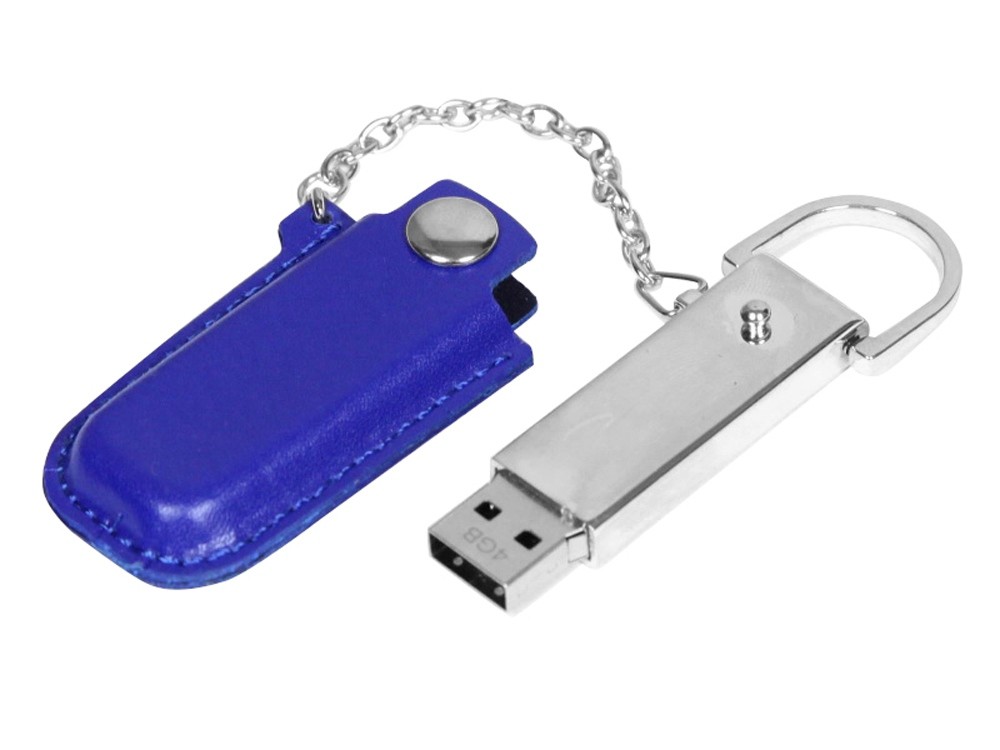 USB 2.0- флешка на 16 Гб в массивном корпусе с кожаным чехлом (31835)