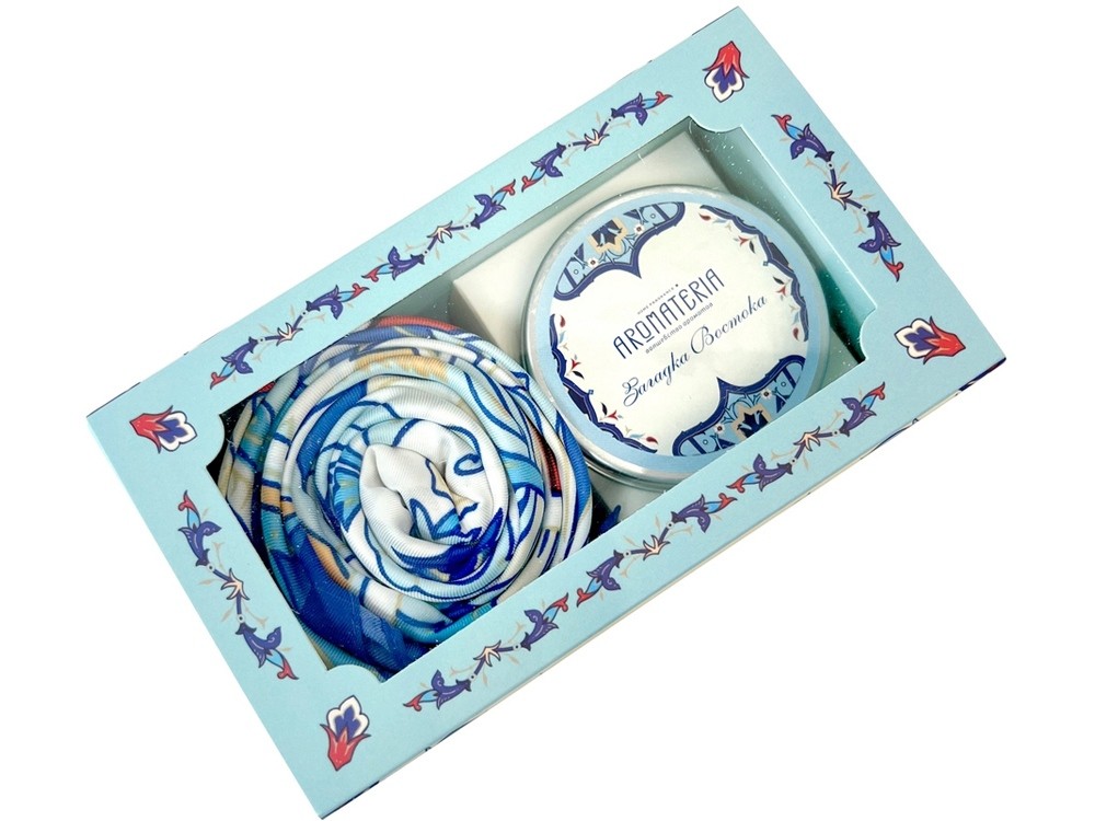 Набор: платок «Арабески» и свеча «Загадка Востока» (32660)