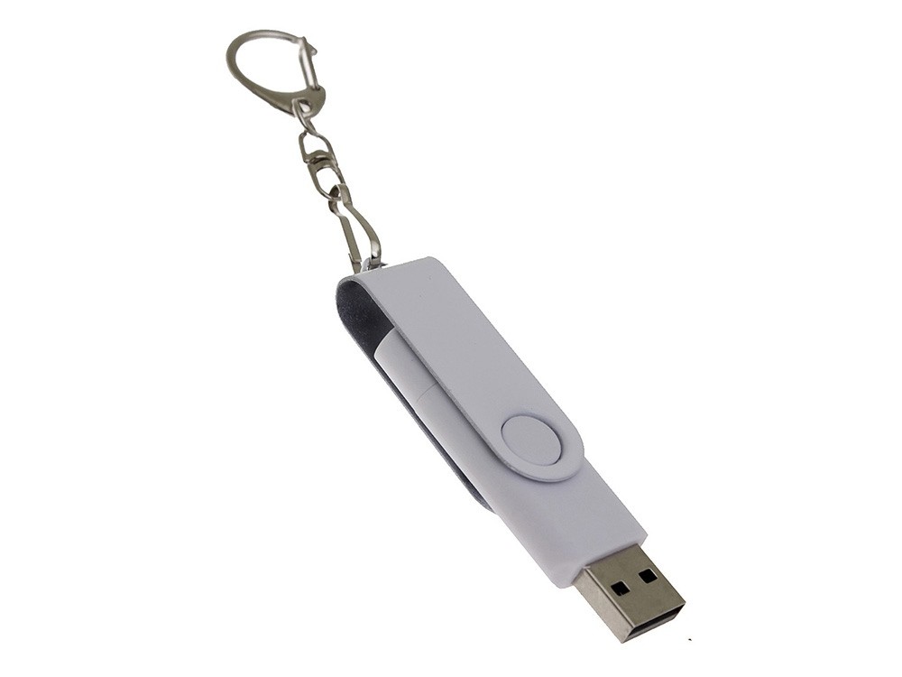 USB 2.0- флешка на 32 Гб с поворотным механизмом и дополнительным разъемом Type-C (34187)