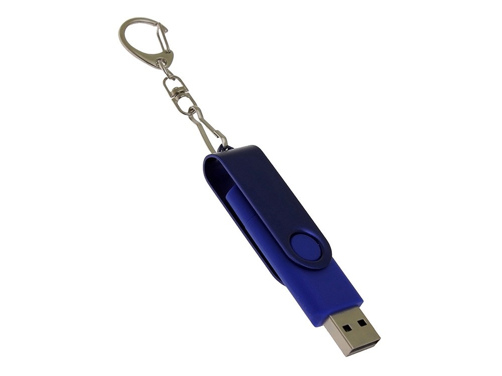 USB 2.0- флешка на 32 Гб с поворотным механизмом и дополнительным разъемом Type-C (34188)