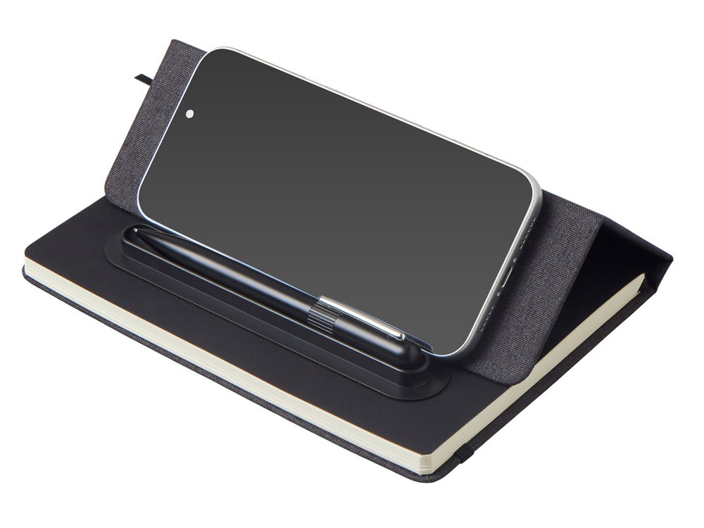 Блокнот А5 «NotaBene» с металлической шариковой ручкой и подставкой для телефона (34511)