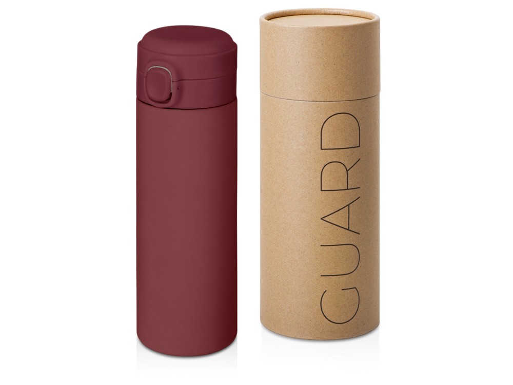 Вакуумная термокружка c кнопкой «Guard», soft-touch, 400 мл, тубус (34834)