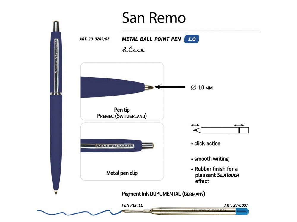 Ручка металлическая шариковая «San Remo», софт тач (35279)