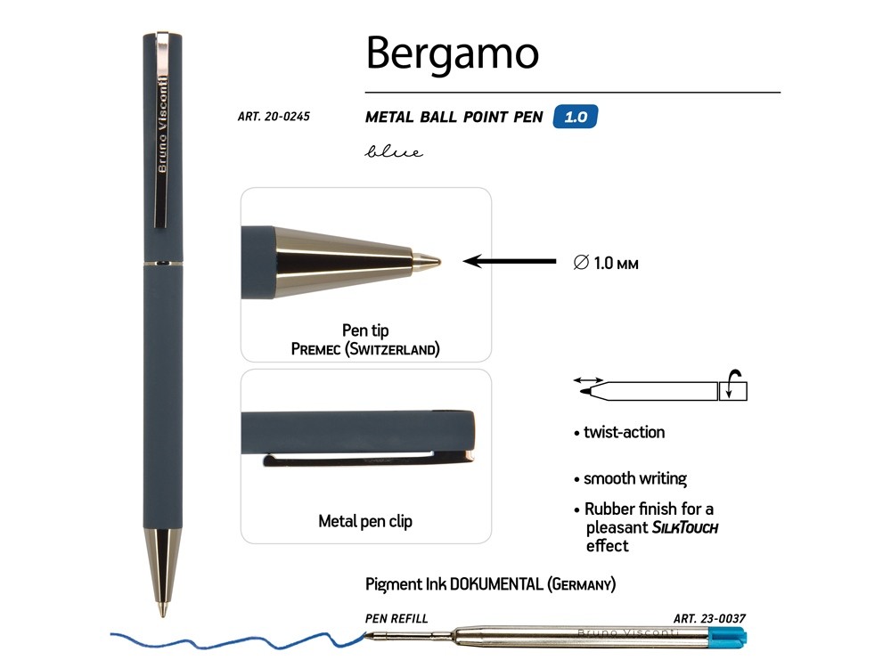 Ручка металлическая шариковая «Bergamo» (35662)