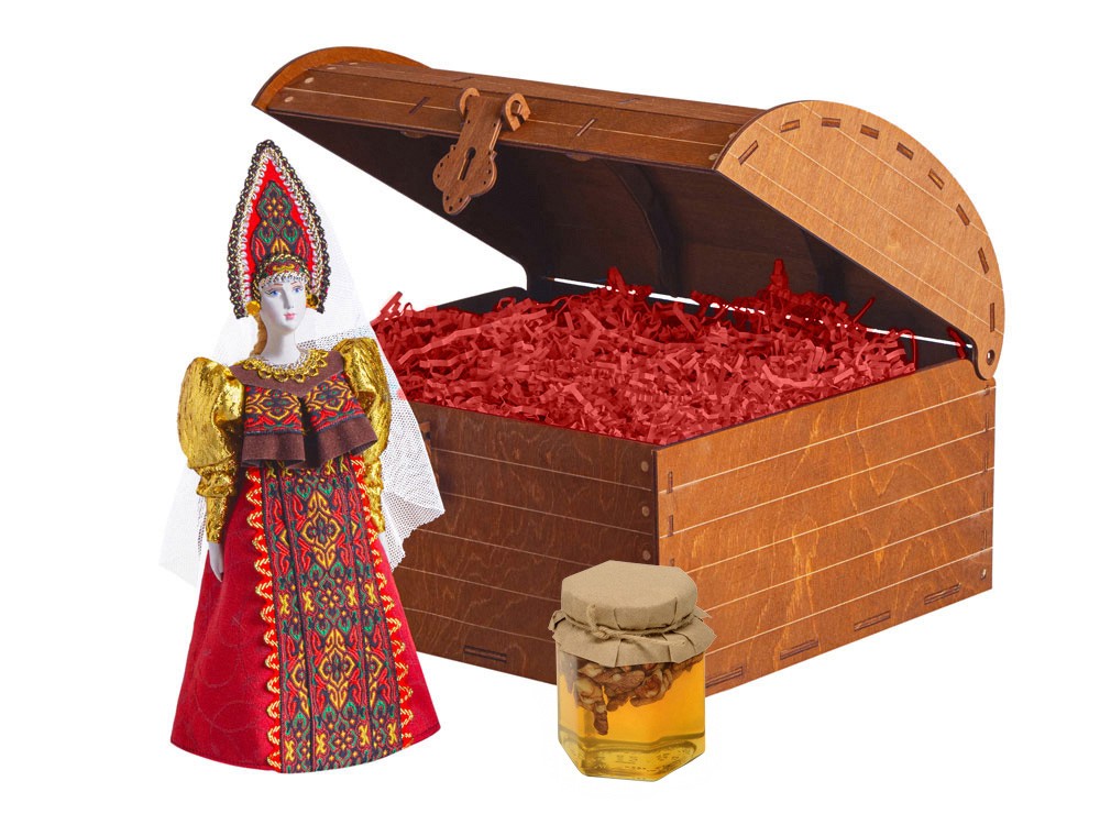 Подарочный набор: кукла фарфоровая, мёд с грецким орехом (41412)