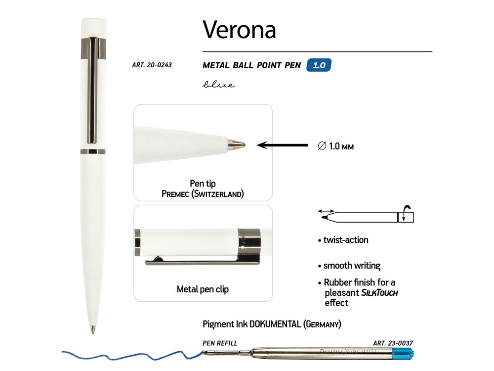 Ручка металлическая шариковая «Verona», софт-тач (42889)