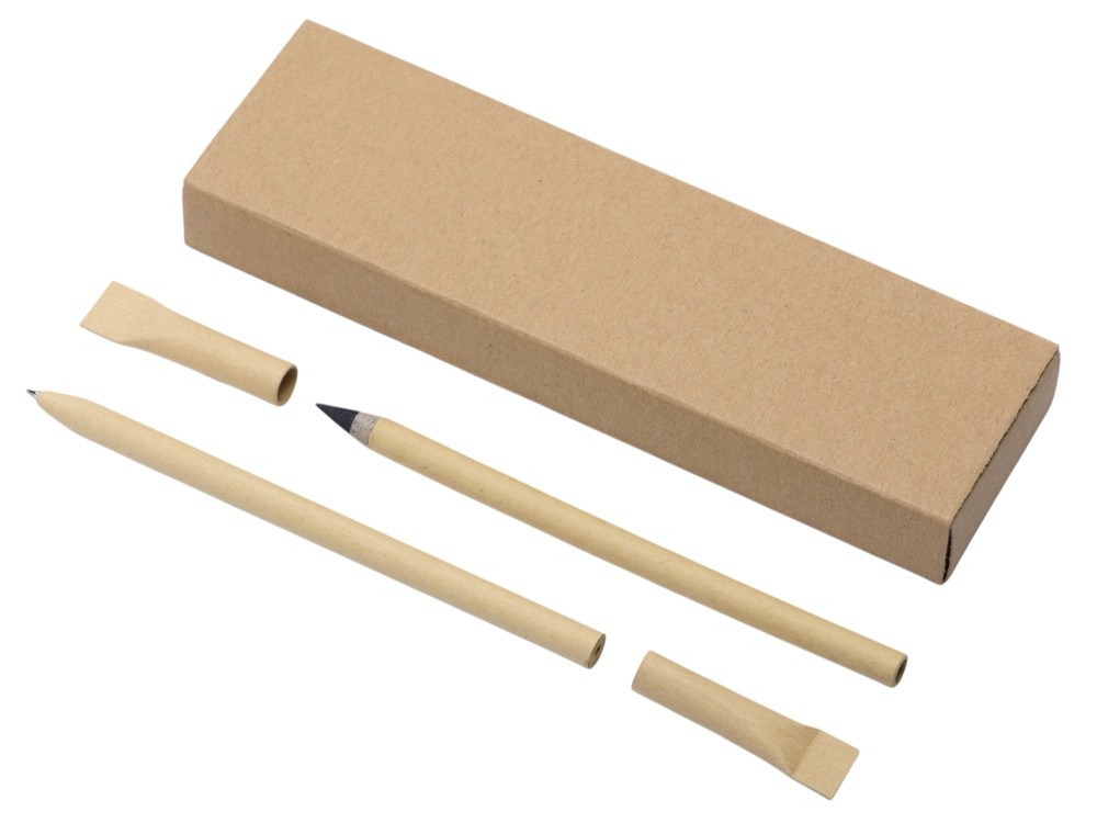 Подарочный набор «Recycled Duo» c шариковой ручкой и вечным карандашом из переработанной бумаги (13997)