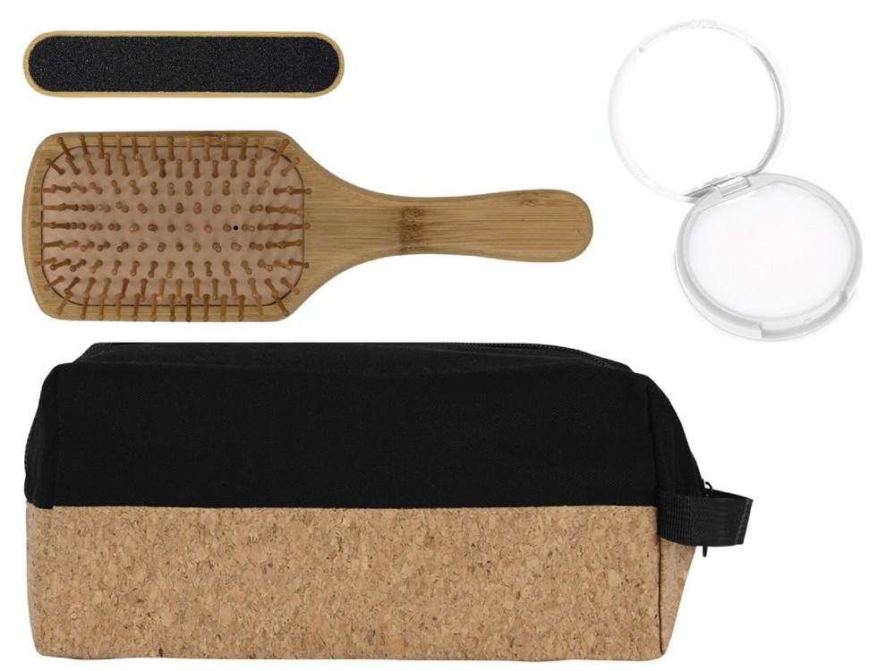 Подарочный набор с расческой, пилкой для ногтей, бальзамом для губ в косметичке (15014)