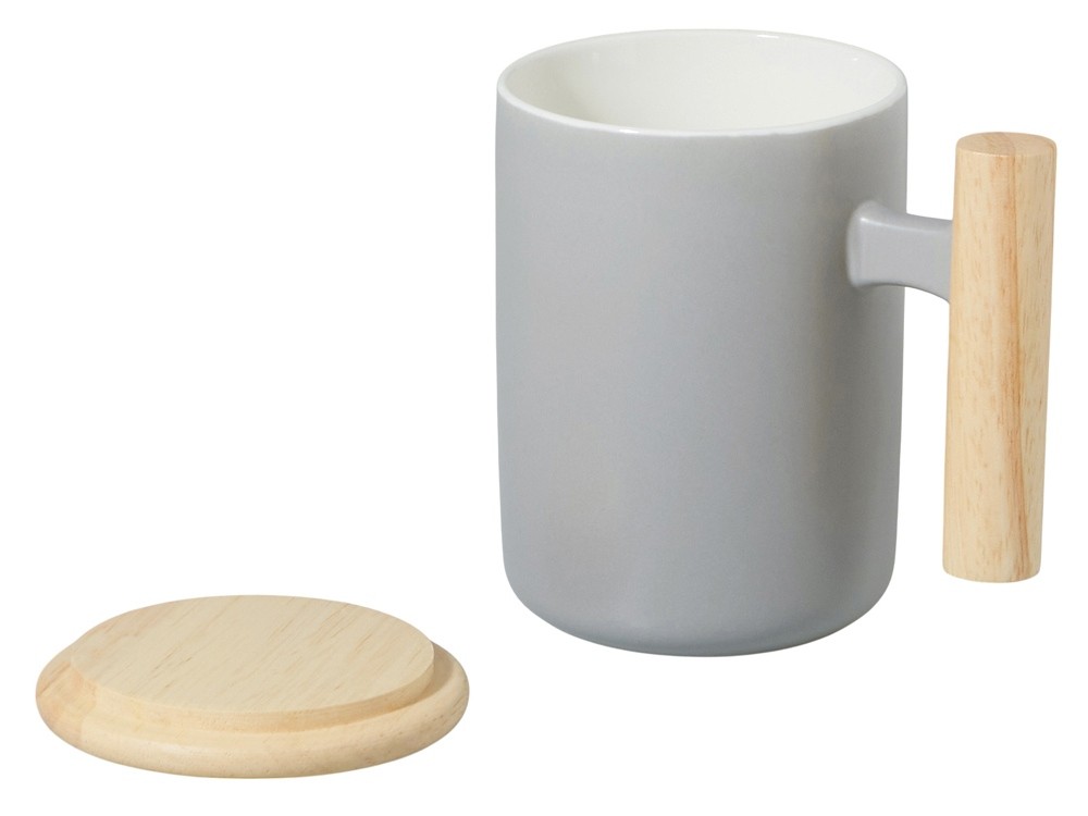 Кружка с ручкой и крышкой из каучукового дерева «Jeny» (20630)
