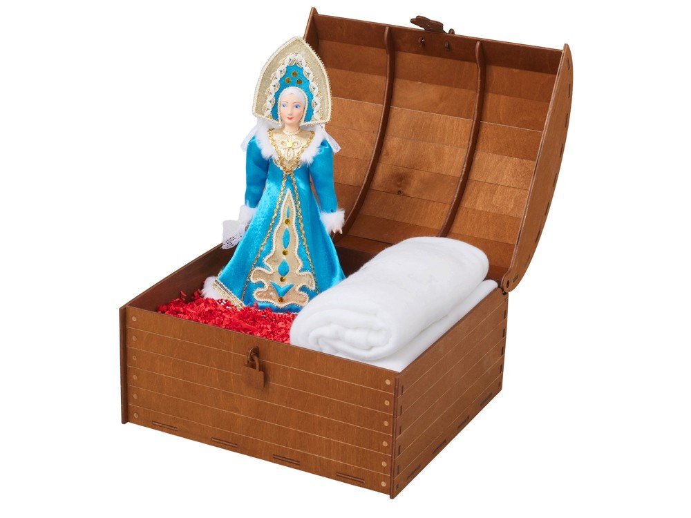 Подарочный набор: кукла фарфоровая, плед флисовый (21003)