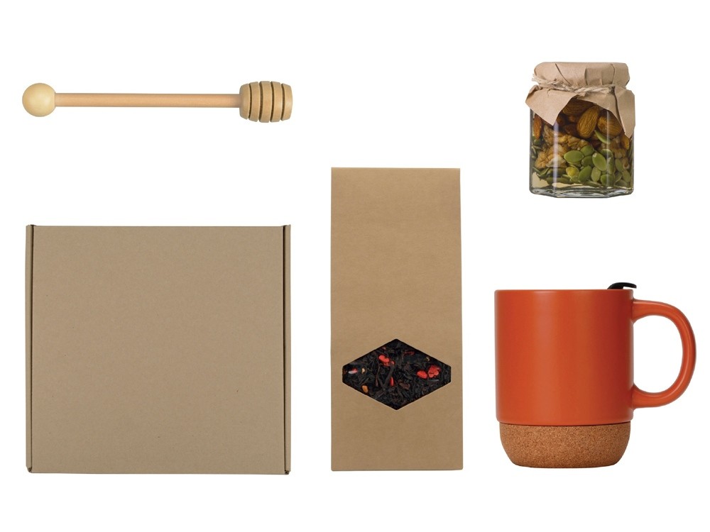 Подарочный набор с чаем, кружкой, медом и ложкой для меда (26031)