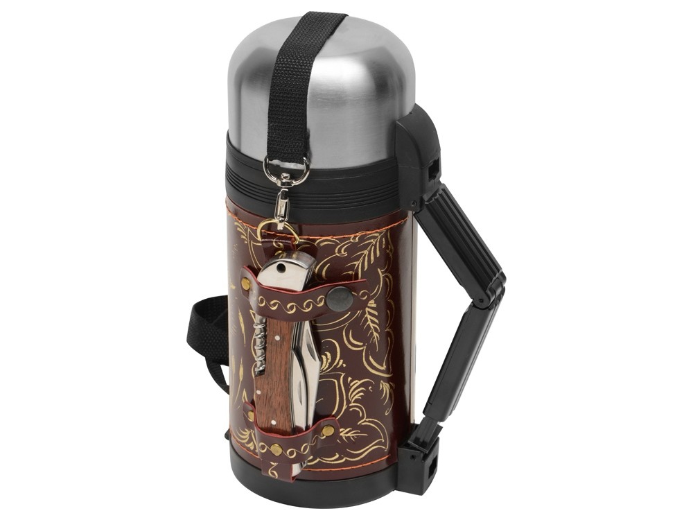 Термос в кожаном чехле (26670)